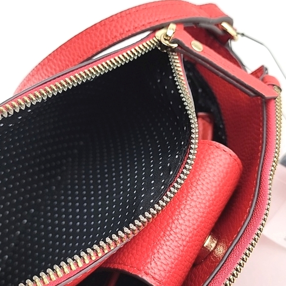 NWT Nanette Lepore Scarlet Farah Red Pebble Triple Crossbody Bag Vegan Leather - Picture 12 of 16